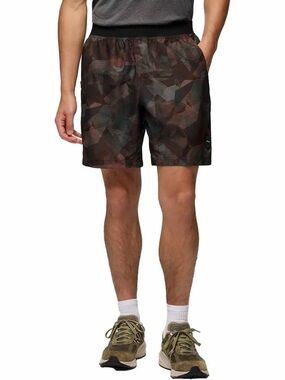 NWT Prana Mojo Yoga Bouldering Climbing Shorts sz L Tawny Prism Brown Tan UPF 50